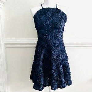 TEEZE ME 3D Floral Dress Navy Blue Juniors Size 7/8
